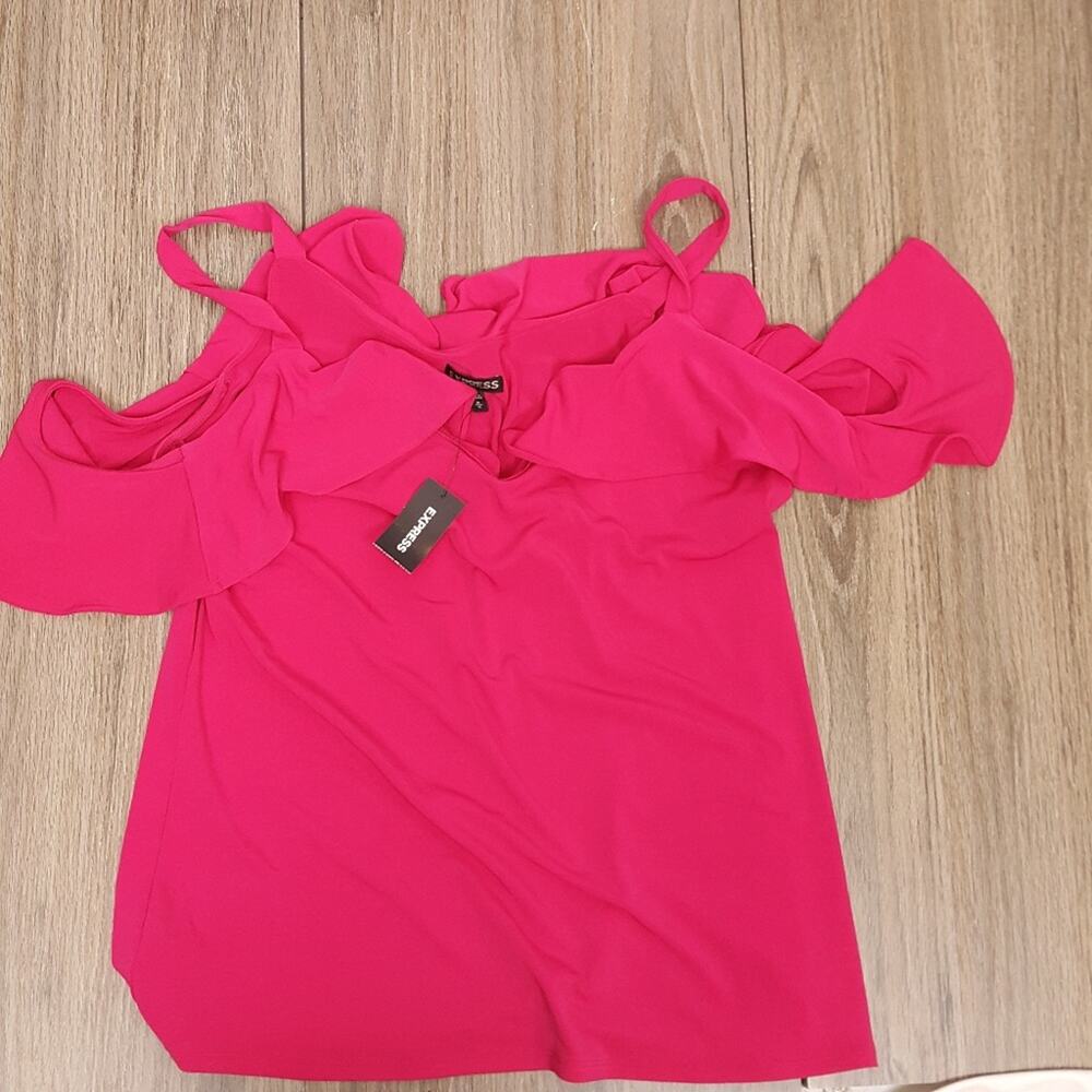 NWT Express vintage retro hot pink off shoulder tank sz M‎ top